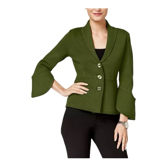 ALFANI Bell-Sleeve Collared Cardigan Women's Size L - Picture 1 of 14